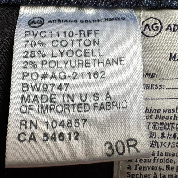 AG Adriano Goldschmied The Stilt Cigarette Leg Jeans Women’s Size 30R Dark Wash - Picture 8 of 10